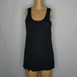 Theory Modal Tank Top Mesh Trim Blouse Black Med